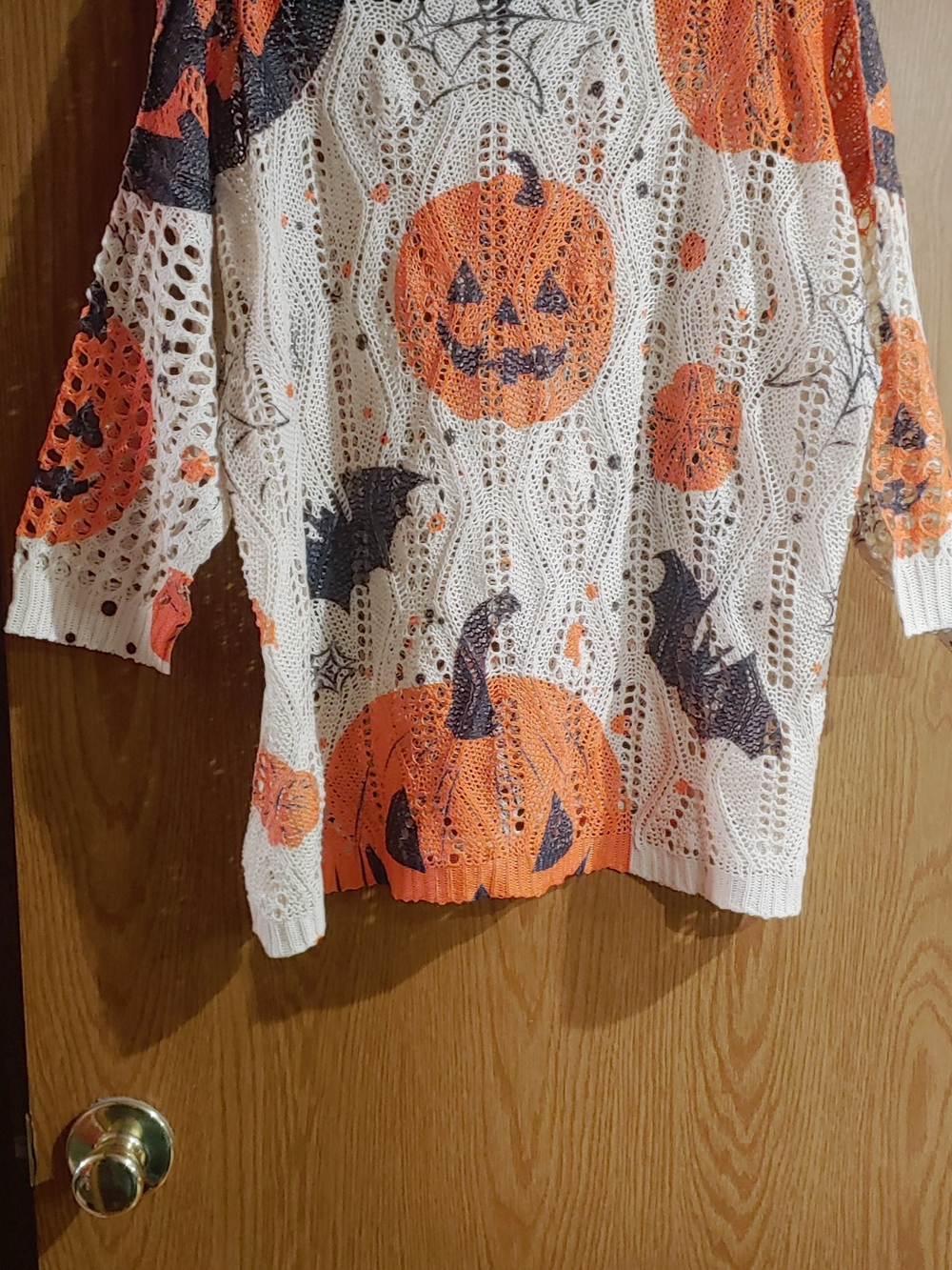 Halloween Pumpkin Knit Sweater - White & Orange